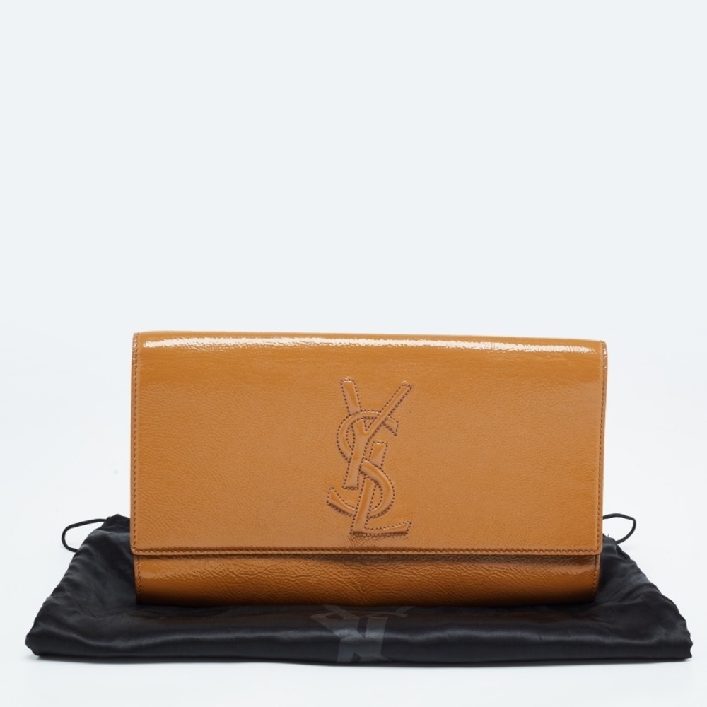 YVES SAINT LAURENT Beige Patent Leather Belle De Jour Flap Clutch - Picture 8 of 8